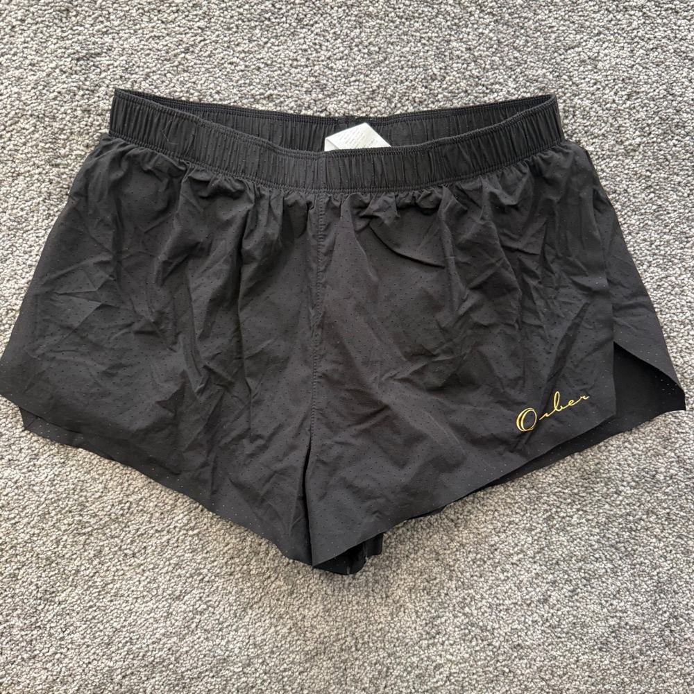 Ouber Mens Running Shorts Black Perforated Athletic Gym Training Size S